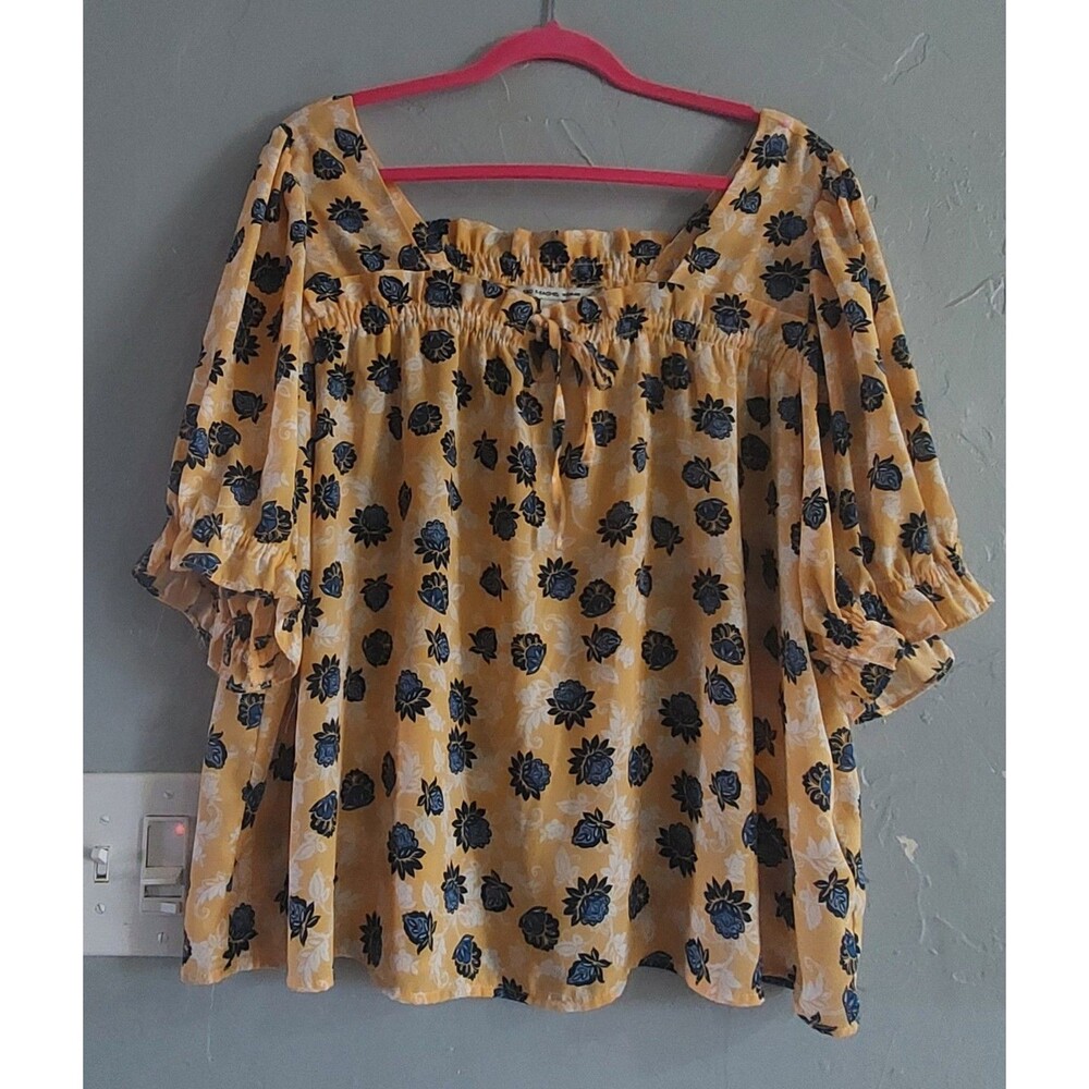 Zac & Rachel Women Tops Blouse 1X Floral, Polyester, Excellent Condiction, 22...
